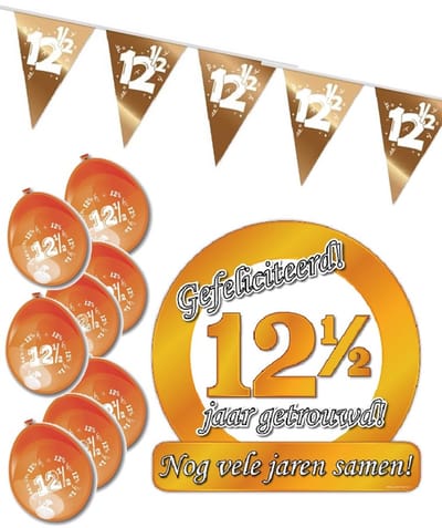 12½ jaar getrouwd XS - Jubileum pakket - feestartikelen koperen bruiloft 12.5.