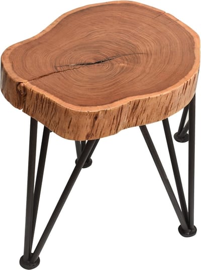 OHNO - Bianca Bijzettafel/ Salontafel - Hout - Boomstamblad - Zwart Metalen Poten