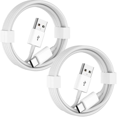 USB A naar USB C Kabel - 1 Meter Oplaadkabel 2x - Wit