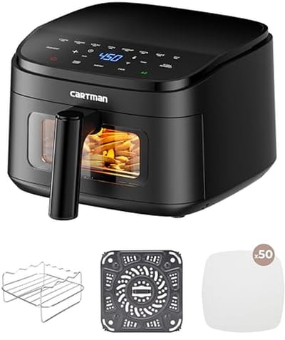 Heteluchtfriteuse - Compacte airfryer - Gezond Frituren - Extreem plat design - 38 Liter - Zwart