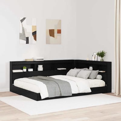 vidaXL Opberghoofdbord met plank Zwart Eiken 135 cm Bewerkt hout