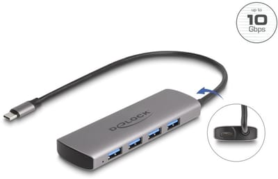 Delock USB 10 Gbps 4 Port USB Type-A Hub with USB Type-C™ connector and additional power port