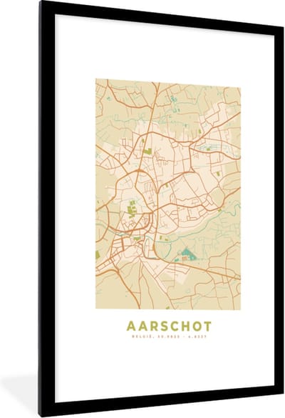 Fotolijst incl. Poster - België - Aarschot - Stadskaart - Kaart - Plattegrond - 60x90 cm - Posterlijst