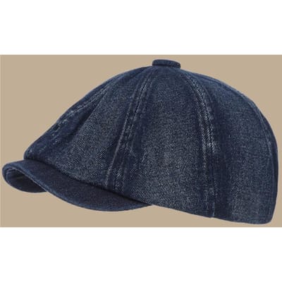 Vintage Gewassen Denim Newsboy Pet Korte Klep Casual Platte Pet Veelzijdige Achthoekige Petten Voor Mannen Vrouwen black