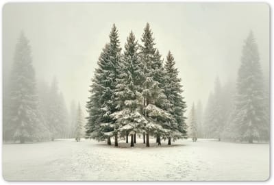 Placemats 45x30 cm - Placemat kunststof - 1 stuk - Bomen - Sneeuw - Wit - Borden onderleggers - Decoratie voor op tafel - Keuken tafeldecoratie accessoires - Vinyl onderlegger - Tafelversiering