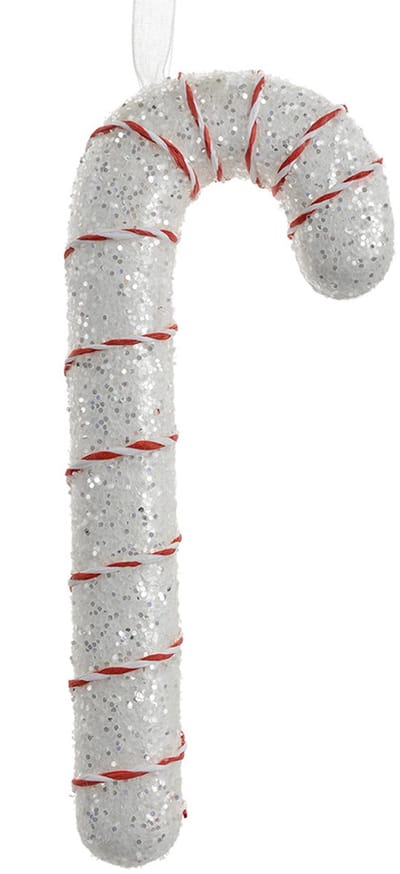 Clayre & Eef Kersthanger Zuurstok 17 cm Wit Kunststof