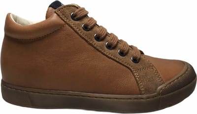 Naturino rits veter bumper lederen effen hoge sneakers Dord Cognac mt 31