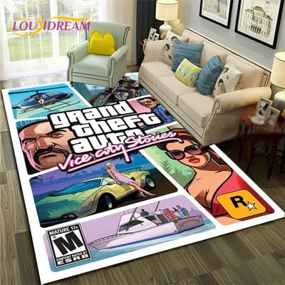 GTA 3D Games Grand Theft Auto Gamer Tapijt Vloerkleed voor Thuis Woonkamer Slaapkamer Bank Deurmat Decor,kindergebied Vloerkleed Antislip Vloermat 70x100cm