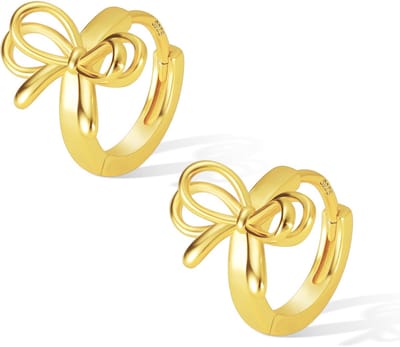 Boog Oorbellen Hoepel Oorbellen Goud Kleine Dames Vergulde Oorbellen 14K Cadeau voor vrouwen Vriendin Moeder Meisje