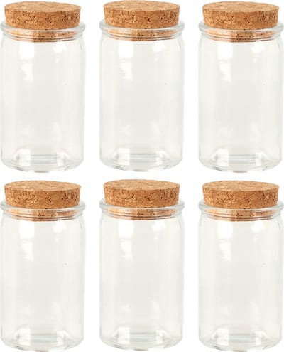 Bellatio Design Glazen flesjes met kurk dop - set 60x - transparant - glas - 50 ml - hobby/DIY - bedankje