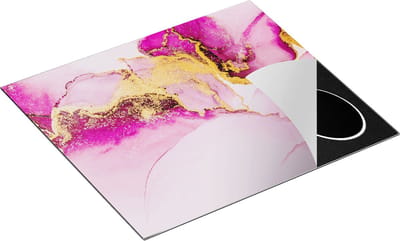 Chefcare Inductie Beschermer Abstracte Kunst - Roze Marmer - 60x50 cm - Afdekplaat Inductie - Kookplaat Beschermer - Inductie Mat