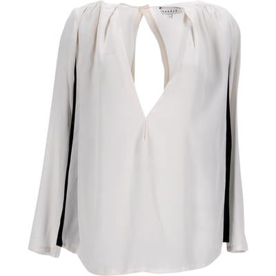 Sandro V-halsblouse van grijze zijde