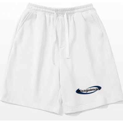 Nieuwe Zomer Shorts Heren Dun Design Niche Losse Sport en Casual Vijfpunts Broek One size white