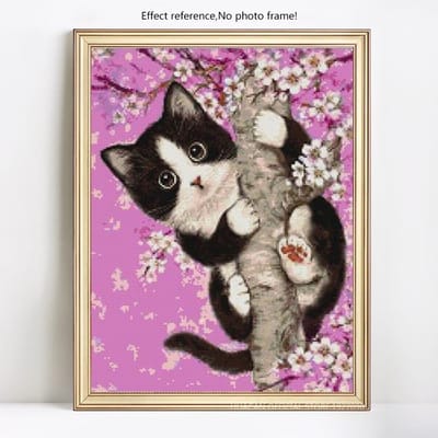 Peinture diamant strass arbre à chat, mosaïque, broderie diamant, point de croix 20X30CM