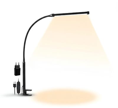 AHD® Bureaulamp LED - Burolamp - Bureaulamp Met Klem - Bureaulamp Kind - Bureaulamp LED Dimbaar - Zwart - 8cm x 5cm x 72cm