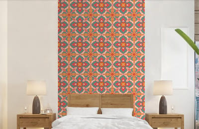 Behang - Fotobehang Patroon - Hippie - Oranje - Breedte 150 cm x hoogte 240 cm
