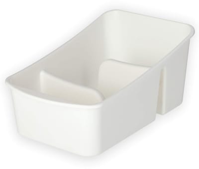 KADAX Houder voor kruiden, specerijen, doos met twee vakken, opbergdoos van kunststof met handgrepen, keukenorganizer, kruidenorganizer (wit)