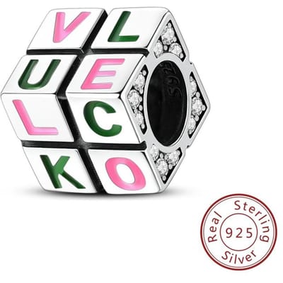 Echte Koperen Bedels Kralen Draaibare Kleurrijke Rubiks Kubus Kralen Passend op Echte Armbanden Voor Vrouwen Doe-het-zelf Sieraden Cadeaus black