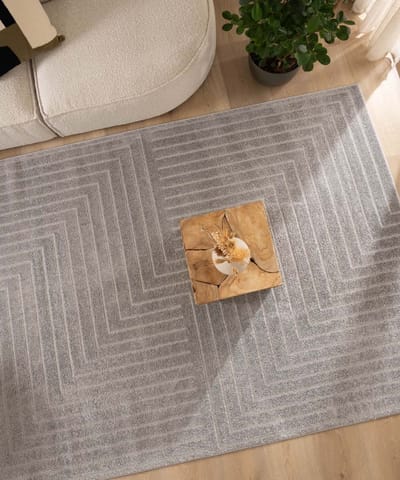 Scandinavisch vloerkleed vierkant - Contour Edge grijs 100x100