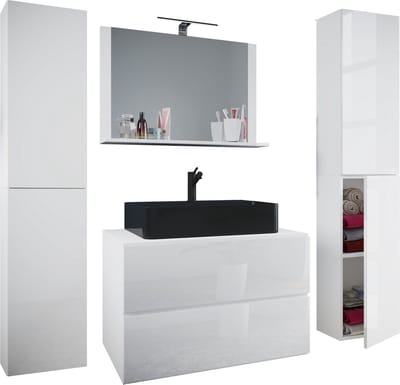 5-delig wastafelmeubel Badmeubelset Wastafel Lendas BL Breedte 80 cm XL Lade
