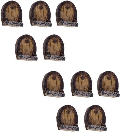 Miniatuur Houten Deuren - Tuinfiguren Sprookjes - Miniatuur Tuin Decoratie - Realistische Fijne Afwerking - 3.5X2CM - Bruin