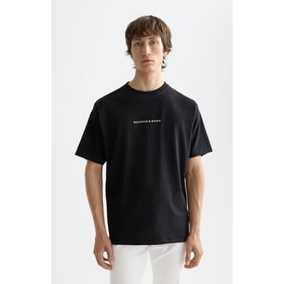 Scotch & Soda Logo Front Chest T-shirt Black Size: S | Basic T-Shirts Outlet | Heren | Zwart