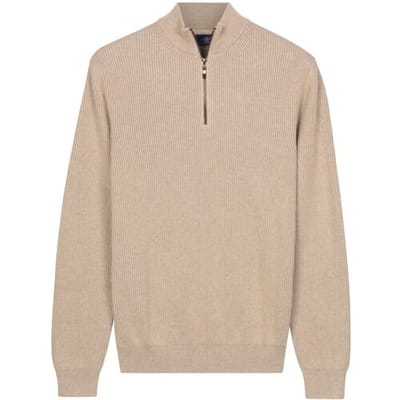 Baileys Trui Half Zip Uni Color Plated Rib Knit Kitt / male