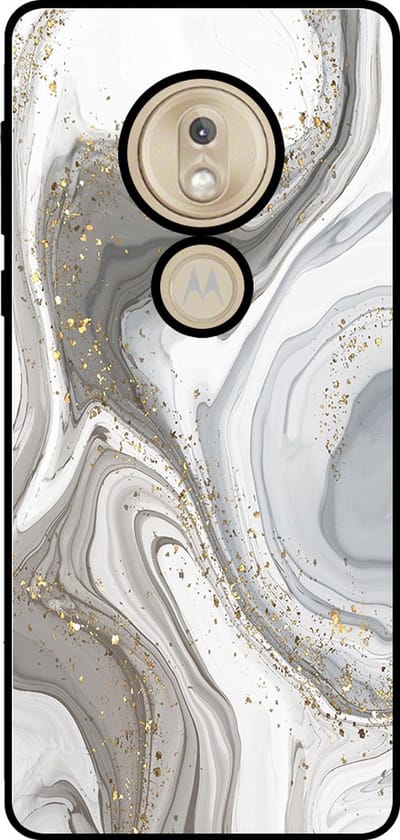 Smartphonica Telefoonhoesje Geschikt voor Motorola Moto G7 Play met marmer opdruk - TPU backcover case marble design - Zilver geschikt voor Motorola Moto G7 Play