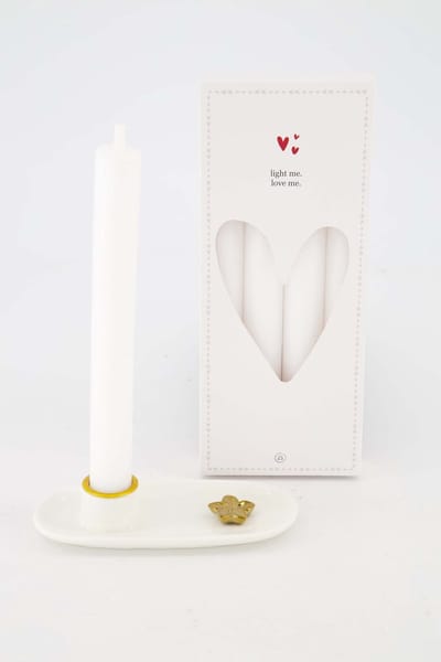 Zusss Cadeauset - Kaarsen Met Kandelaar - Verjaardag - Cadeau Keramiek Wit / Goud