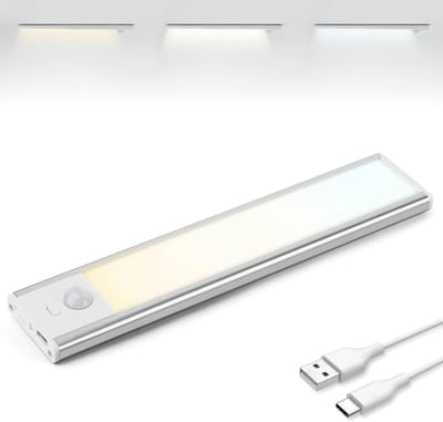 Dimbare LED Kastverlichting met Bewegingssensor en USB-C Oplaadbaar, 3 Kleurtemperaturen voor Kasten en Gangen