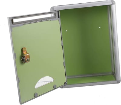 Brievenbus Met Slot - Wandbrievenbus Afsluitbaar - Post Opslag - Gladde Afgeronde Randen - 28x21x10 cm - Zilverkleurig