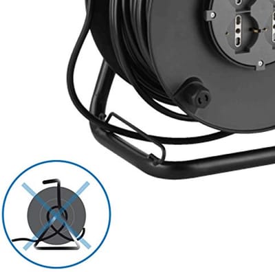 Verlengkabel met Kabelhaspel 50m - 4 Schuko Stopcontacten, 16A, 3200W, Zwart