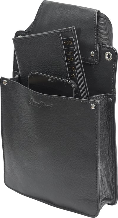 Pavelinni | Classic Line | Horeca iPad Mini Holster | Kalfsleder | Zwart | 14,5x17x4 cm (DC07115ABL)