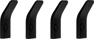 QUVIO Wandhaak - Set van 4 - Handdoekhaakjes - Handdoekhouder - Haakjes - Jashaak - Wandhaak zwart - Met schroeven - Voor 4 handdoeken - Voor keuken - Voor badkamer - Muurhaak - Metaal - Zwart