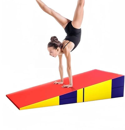 Gymnastiek Hellende Mat - Wig Mat Tumbling - Gymnastiek Oefenen - Antislip Scheurbestendig Oppervlak - 83x60x35 cm - Bruin Multicolor