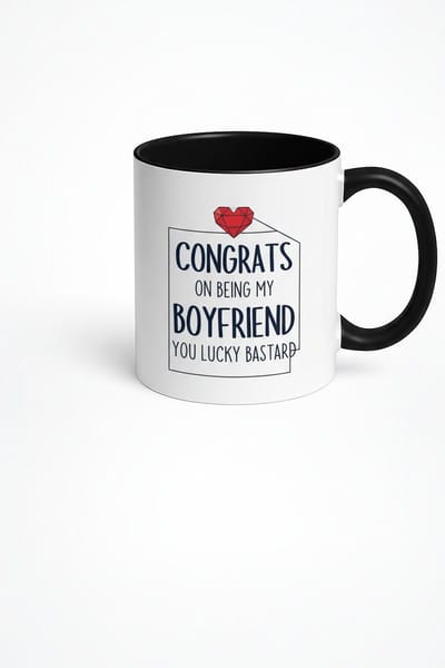Grappige Mok Boyfriend Cadeau - Congrats Lucky Bastard Vriend Mok