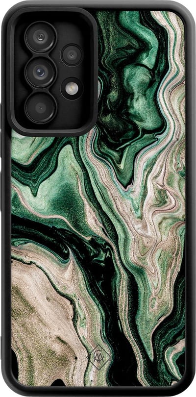 Casimoda® hoesje - Geschikt voor Samsung Galaxy A52 5G - Groen marmer / Marble - Zwart TPU Backcover - Marmer - Groen
