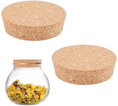 Dailygoods- Kurkdeksels 2 Stuks - Grote Flessendoppen - Natuurlijke Houten Kurk - Reservekurk Inmaakpotten - 7,5 x 7,5 x 2,9 cm - Inmaakdeksels