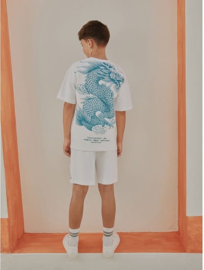 Next - Jongens - Set met T-shirt met korte mouwen en korte broek van zware stof - Wit