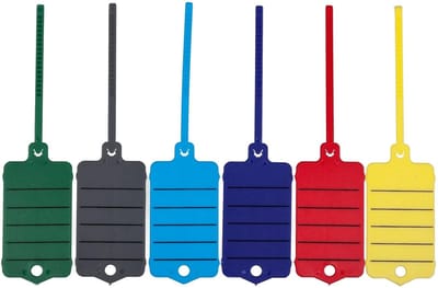 Kunststof sleutellabels RASTA FIX met vaste insteekstrip en 2 watervaste viltstiften per 200 stuks - Blauw