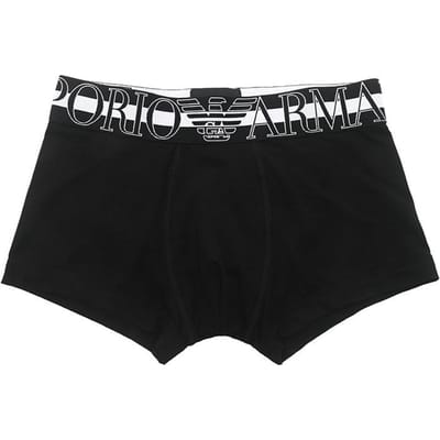 Emporio Armani Lente/Zomer 23 Gestreept Letterlogo Jacquard Afgewerkte Boxershorts Herenondergoed Zwart 111389-3R516-00020 L black