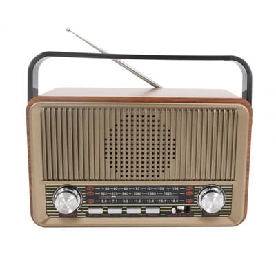 Vintage Draagbare Radio - Retro AM/FM/SW Radio met Bluetooth - 1800 mAh Oplaadbare Batterij - Draagbare Werksite en Camping Radio met USB, TF en AUX - Grote Knoppen voor Senioren - Koffie