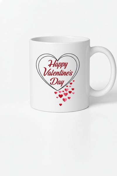 Happy Valentine's Day Mok met Hartjes - Romantisch Valentijn Cadeau