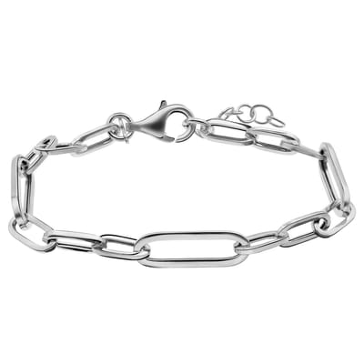 Lucardi Dames Zilveren paperclip armband - Armband - 925 Zilver - Zilver - 19 cm