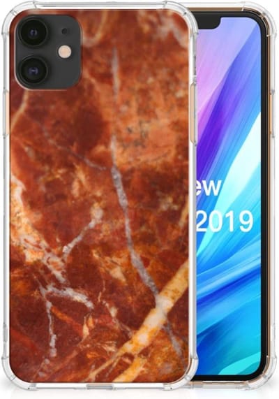 Apple iPhone 11 Anti-Shock Hoesje Marmer Bruin