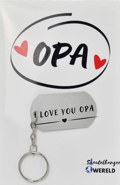 I love you opa Sleutelhanger inclusief kaart - Opa cadeau - grandpa - Leuk kado voor je opa om te geven - 2.9 x 5.4CM