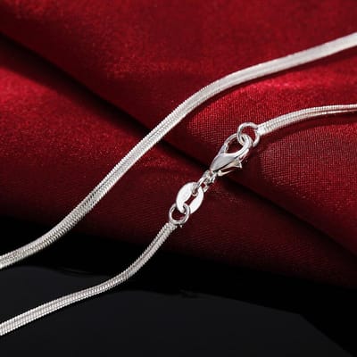 POMOiii 925 Sterling Zilveren Ketting 2mm Snake Bone Ketting Platte Ketting Dames Mode-sieraden Cadeau 50CM black