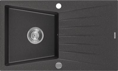 Mexen Cesar granieten spoelbak 1-komorige met afdruiprek 775 x 470 , zwart gespikkeld, chromen sifon - 6514771010-76