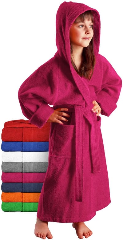 Dailygoods - Kinderbadjas - Badstof - Met capuchon - Katoen - Knuffelzacht - Geschikt voor jongens en meisjes - Ruime keuze aan kleuren