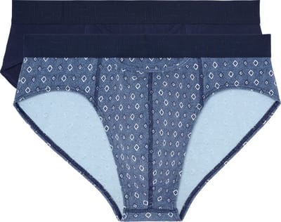 HOM - Jonas #2 Mini briefs H01 - 2p - Navy/Blue print - mannen - S